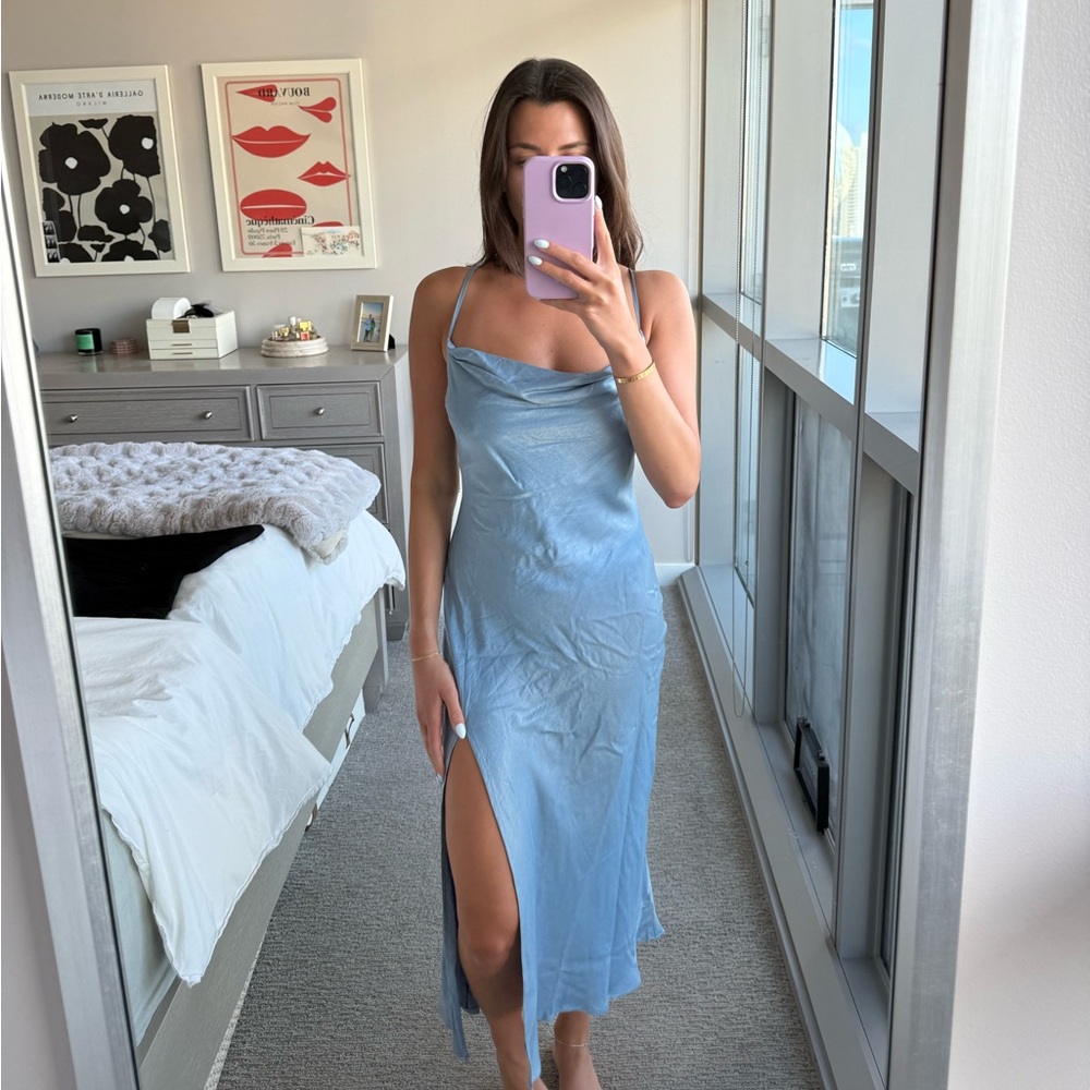 Elegant Blue Slip Dress